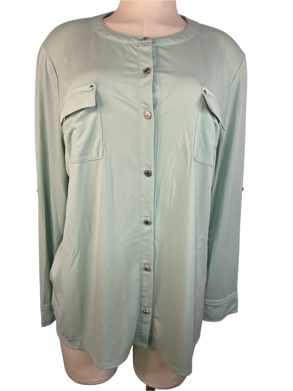 Dana Buchman Sage Green Button-Front Shirt Women’s XL